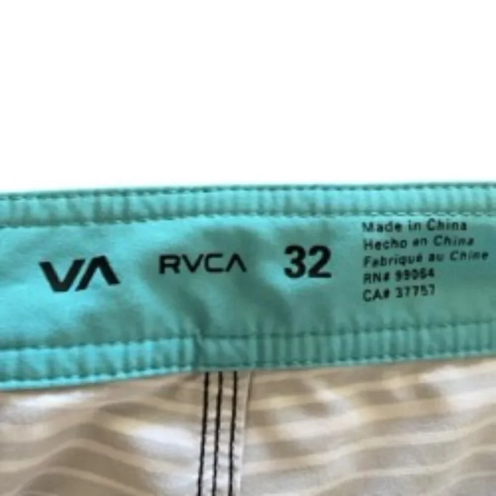 RVCA Stretch Fixed Waist Striped Board Shorts 32